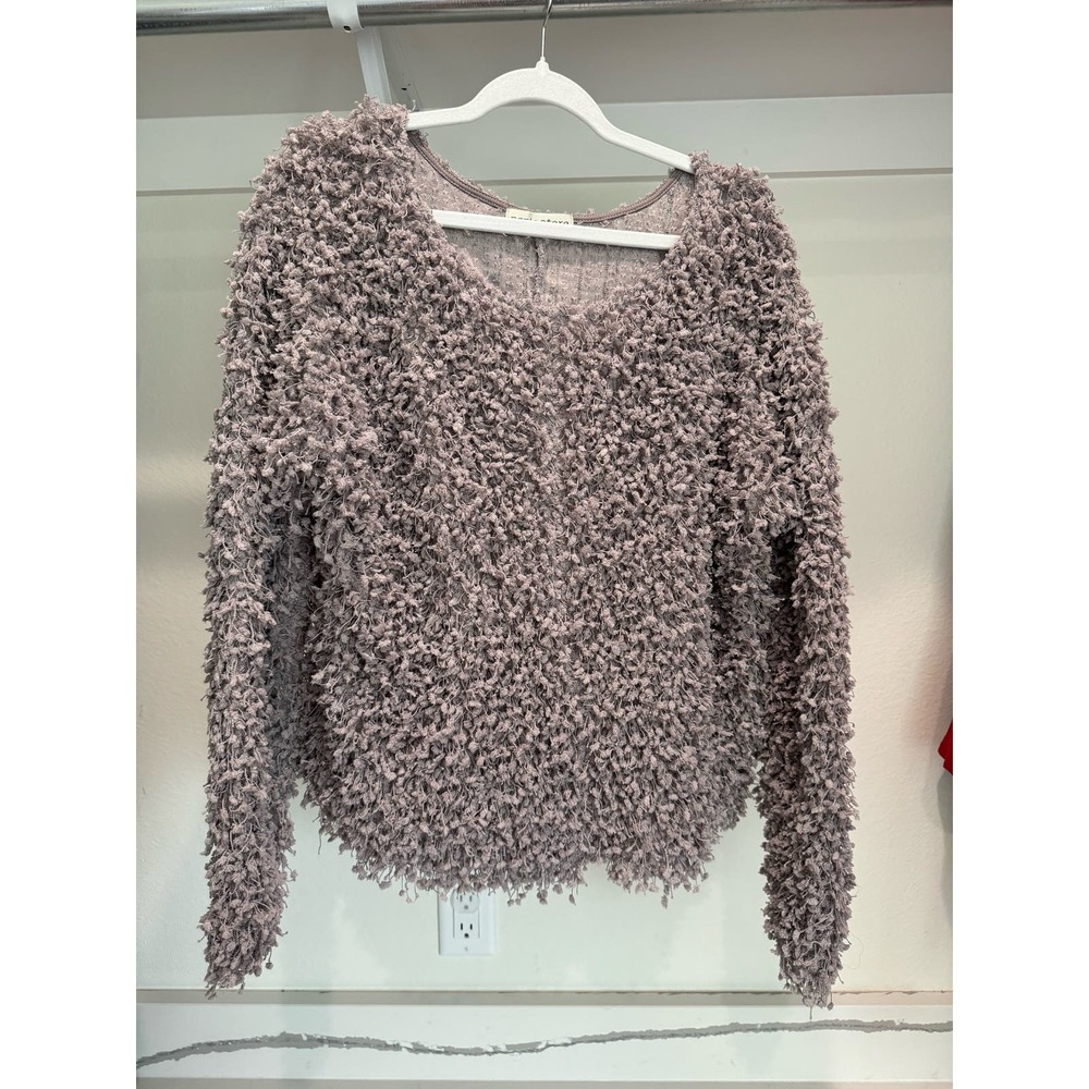 Women's Fleece Grey Purple Long-Sleeve Sweater Size‎ Large Pants Store